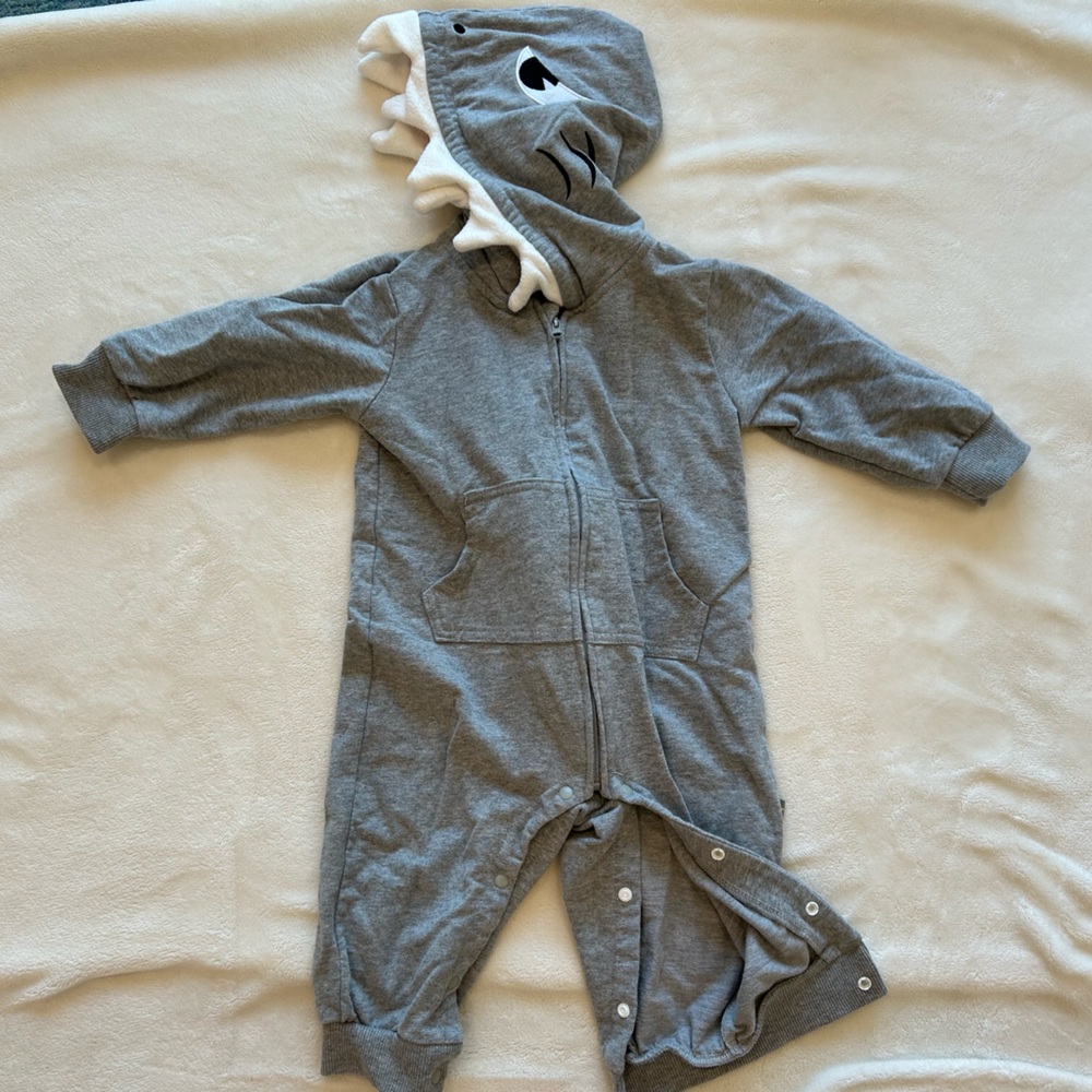 Gray Shark Onesie Costume with Hood